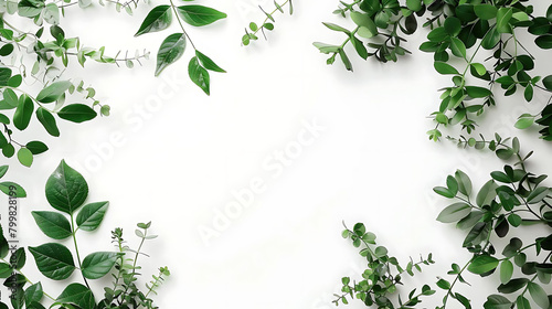 minimalistic arrangement of fresh greenery on isolated background