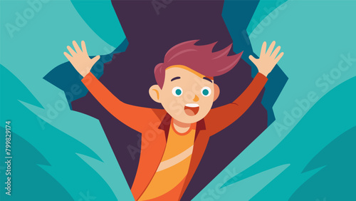 I was hesitant to try squeezing through that narrow crevice but it ended up being one of the most exhilarating parts of the adventure.. Vector illustration