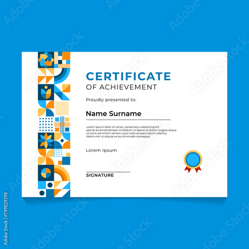 Abstract Geometric Mosaic Certificate Template Design