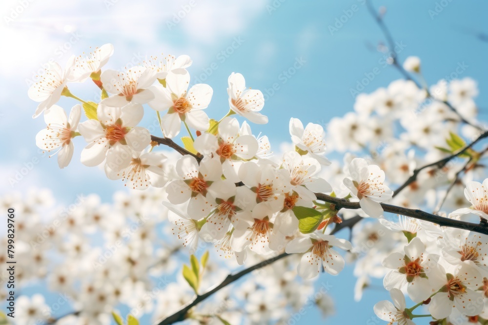 Blooming cherry blossoms against a blue sky Blooming cherry blossoms against a blue sky