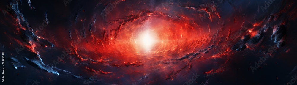 Fototapeta premium a scene where a spaceship navigates through a swirling, liquid-filled atmosphere in a minimalist style