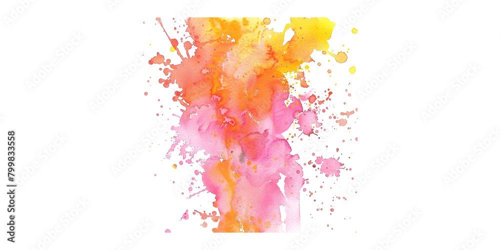 Fototapeta premium watercolor splash in pink, orange and yellow on white background