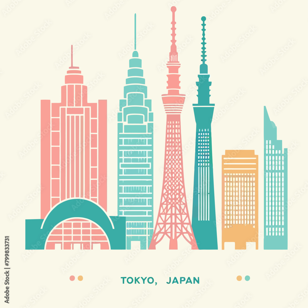 Fototapeta premium Cityscapes and Skylines: Vector Designs Featuring the World's Most Popular Destinations