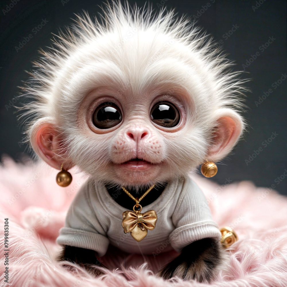 A Painting of a Gilded Darling: Precious Primate in Winter Chic A Painting of a Gilded Darling: Precious Primate in Winter Chic