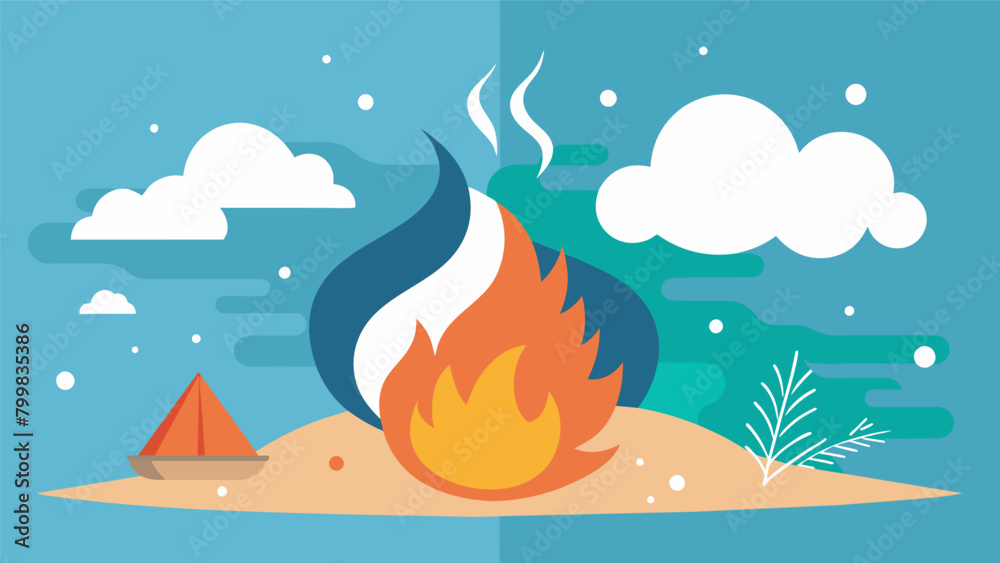 The salty sea breeze and the warmth of the fire create the perfect balance of cool and cozy.. Vector illustration