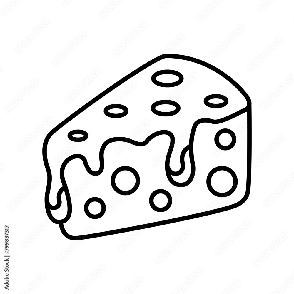 Cheese icons vector set in line, flat, and color style. Mozzarella, cheezy, chezzy, yogurt, ricotta, cream cheese, parmesan, cheddar, brie, emmenthal, gouda symbol. Vector illustration