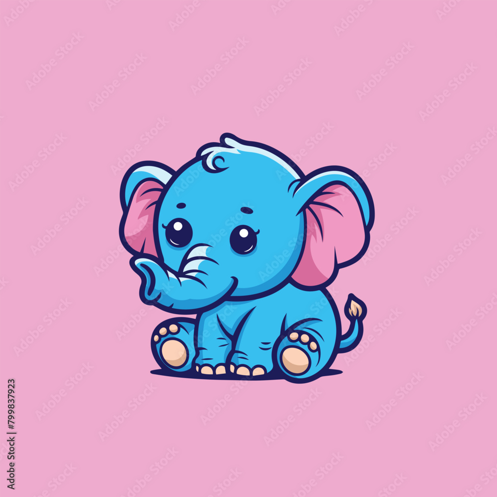 Cute Baby elephant cartoon mascot vector illustrations