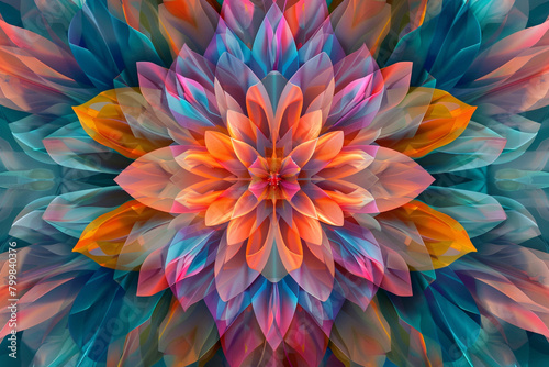Radiant, geometric blooms bursting forth in a kaleidoscope of colors, © Naeem