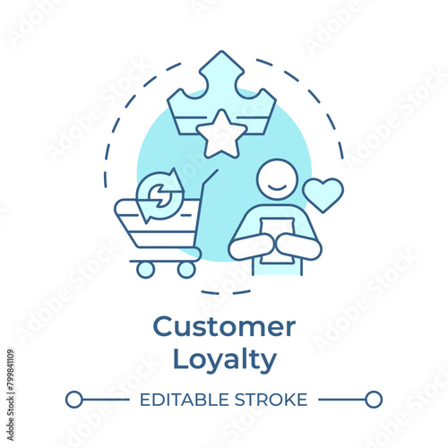 Wallpaper Mural Customer loyalty soft blue concept icon. Business profitability, sales management. Round shape line illustration. Abstract idea. Graphic design. Easy to use in infographic, presentation Torontodigital.ca