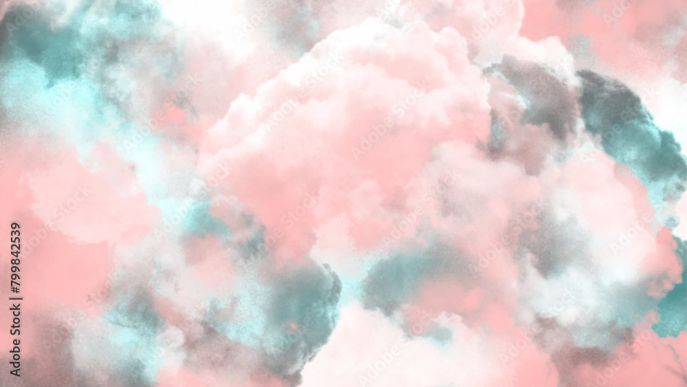 Fototapeta premium watercolor pastel pink with tranquil sky blue background. abstract creation with thick paint layers in shades of pink, blue, and orange.