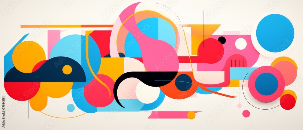 Modern vector design with a mix of bright, abstract shapes against a neutral backdrop for a bold, contemporary look,