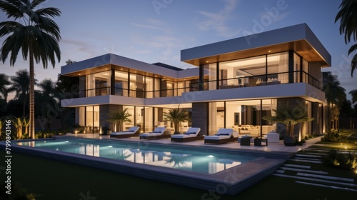 High-end real estate exterior showcasing luxury homes with modern designs and exclusive features, © FoxGrafy