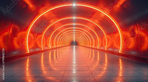 Radial red light through the tunnel glowing in the darkness for print designs templates, Advertising materials,