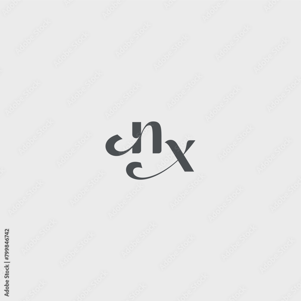 beauty monogram initial logo simple and minimalism NX Classy black fashion letter beauty monogram initial logo simple and minimalism NX Classy black fashion letter