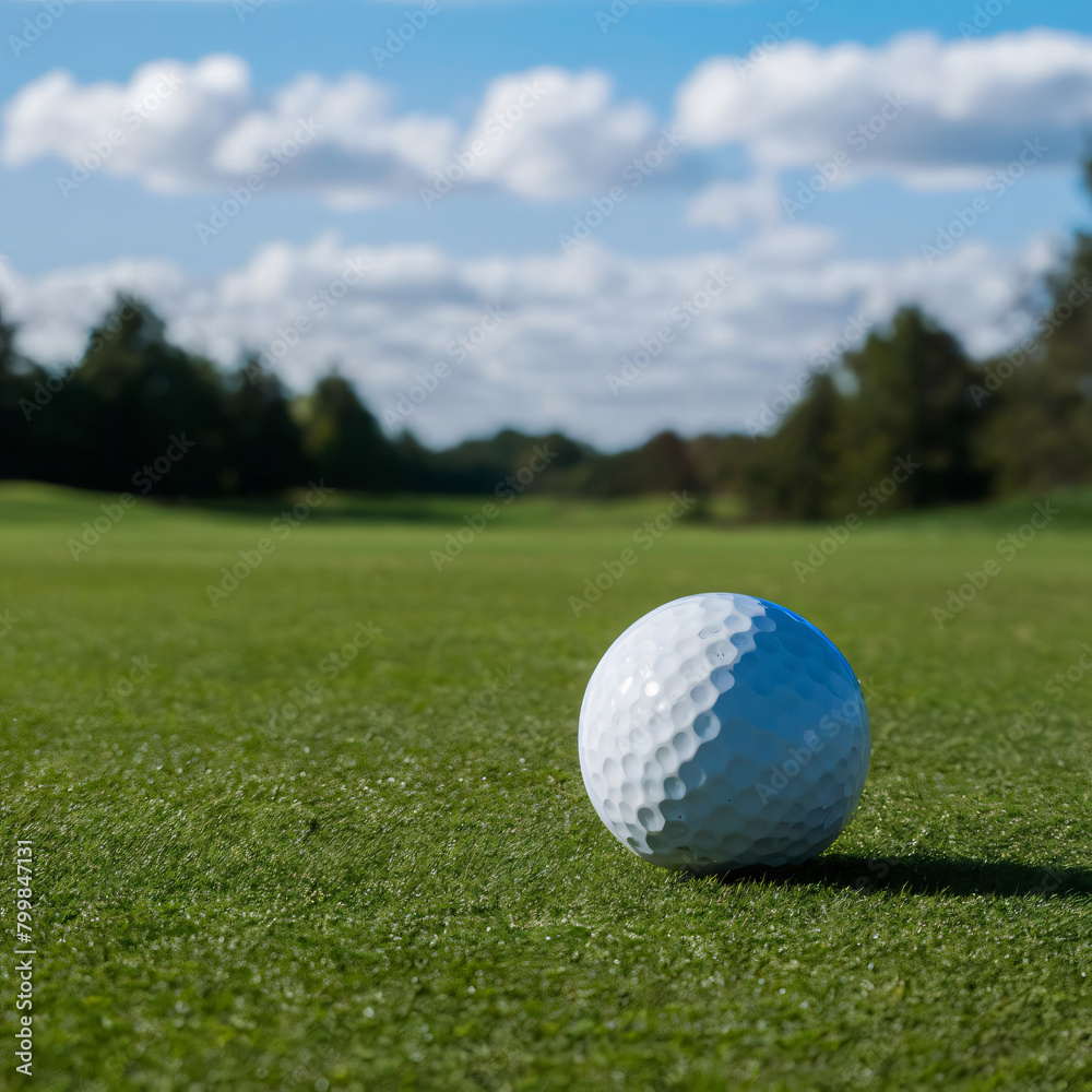golf ball on the smooth fairway on golf course golf ball on the smooth fairway on golf course