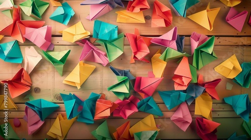 Vivid Origami Paper Mosaic with Natural Lighting