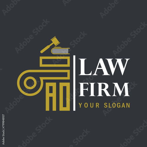 AO modern law firm justice logo design vector graphic template.