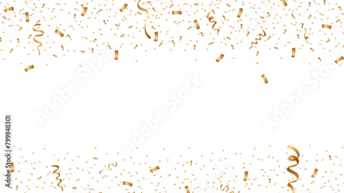 Gold confetti. Celebration ribbon element. Festive confetti festival decoration template. Vector illustration