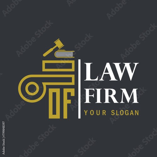 OF modern law firm justice logo design vector graphic template.