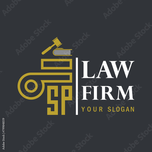 SP modern law firm justice logo design vector graphic template.