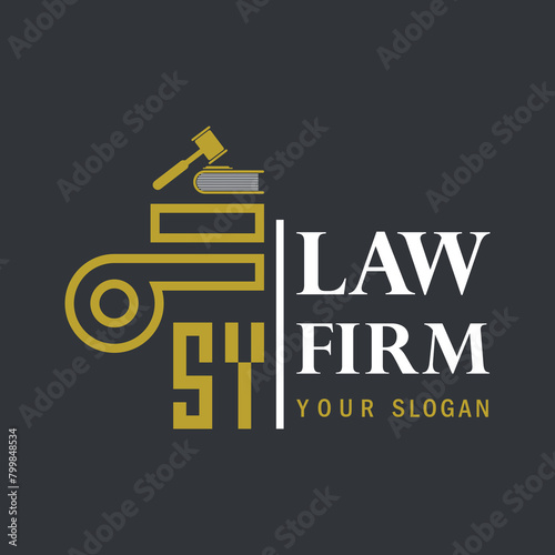 SY modern law firm justice logo design vector graphic template.