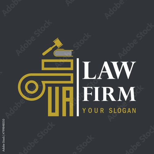 UA modern law firm justice logo design vector graphic template.