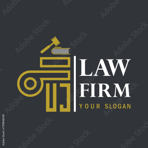 UJ modern law firm justice logo design vector graphic template.