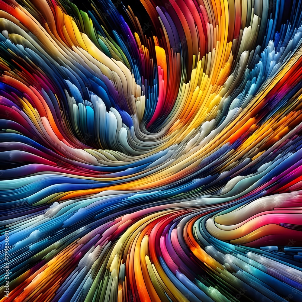 Chromatic Wave showcasing abstract colorful shapes shimmering in a cosmic display Chromatic Wave showcasing abstract colorful shapes shimmering in a cosmic display