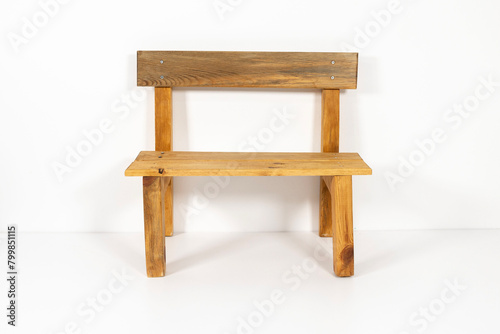 wooden bench on a white background.