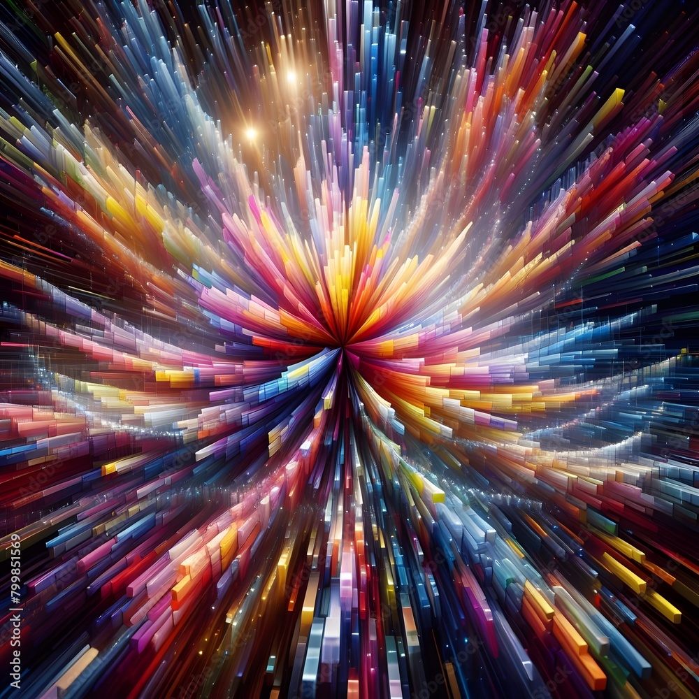 Chromatic Wave showcasing abstract colorful shapes shimmering in a cosmic display Chromatic Wave showcasing abstract colorful shapes shimmering in a cosmic display