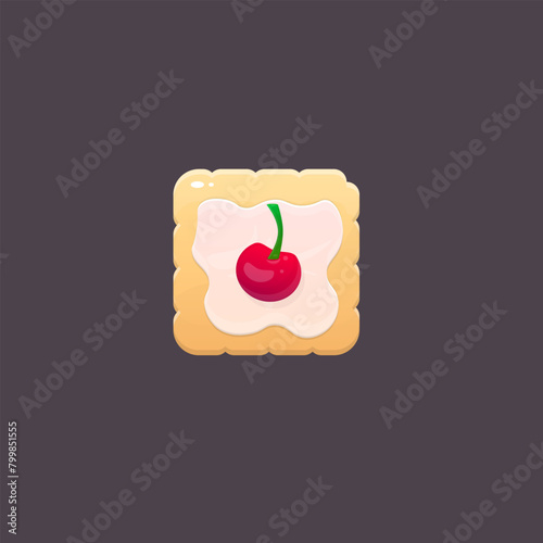 Game UI Icon Cookie With Cream Cherry Sweet Isolated Vector Design (ID: 799851555)