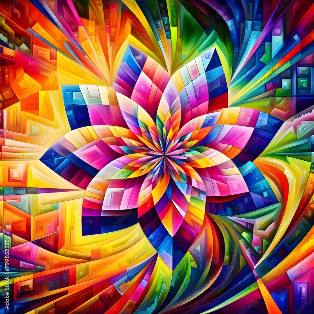 Chromatic Wave showcasing abstract colorful shapes shimmering in a cosmic display Chromatic Wave showcasing abstract colorful shapes shimmering in a cosmic display