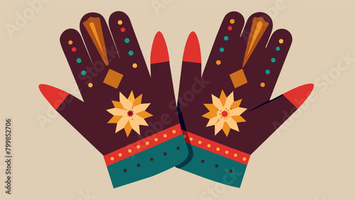 A pair of artisanal leather gloves with handpainted details and a cashmere lining keeping your hands warm in style..