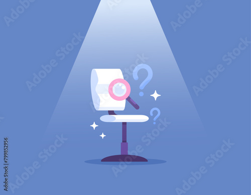 candidate and job search. recruitment of employees or workers. New employees are needed to occupy vacant positions. vacant position. illustration of a chair illuminated by light. illustration concept 