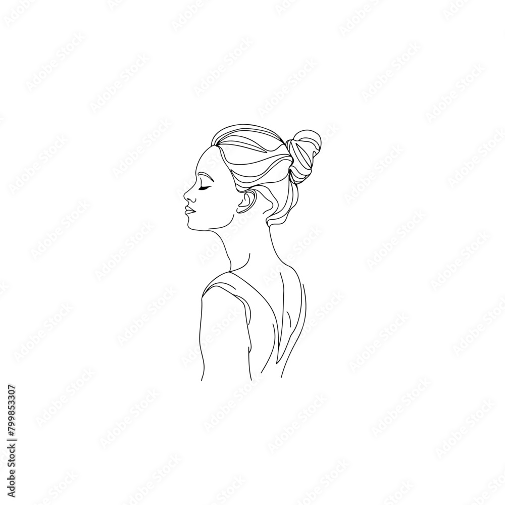 Simple Line Vector logo Body of a woman Head Up Simple Line Vector logo Body of a woman Head Up