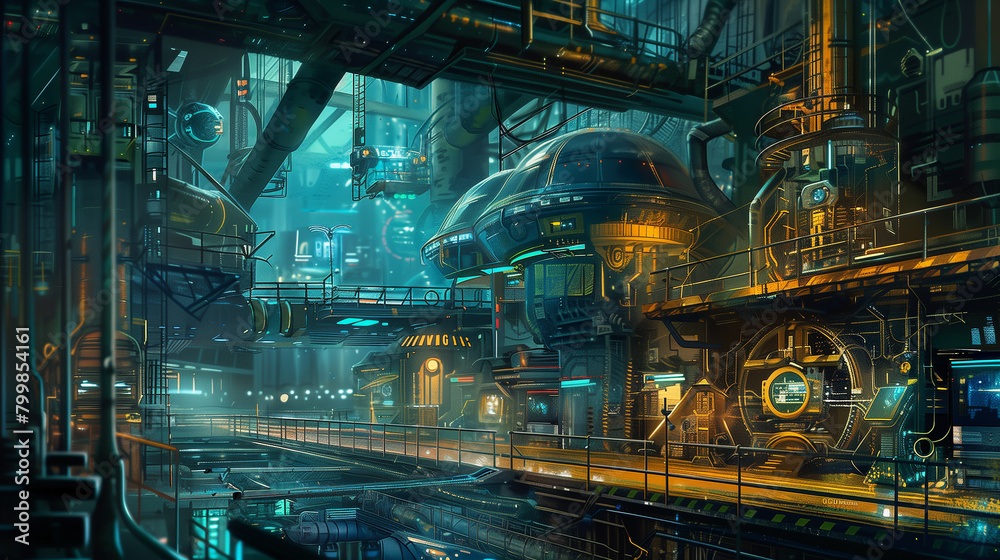 A futuristic factory - technology background