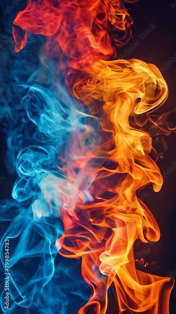 A blue and red flame is shown in the image. The blue and red colors of the flame create a sense of contrast and energy. The image conveys a feeling of excitement and passion A blue and red flame is shown in the image. The blue and red colors of the flame create a sense of contrast and energy. The image conveys a feeling of excitement and passion