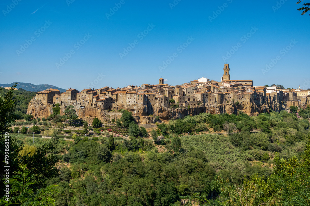 Italy, Tuscany, Pitigliano, Edge of old medieval town in summer Italy, Tuscany, Pitigliano, Edge of old medieval town in summer