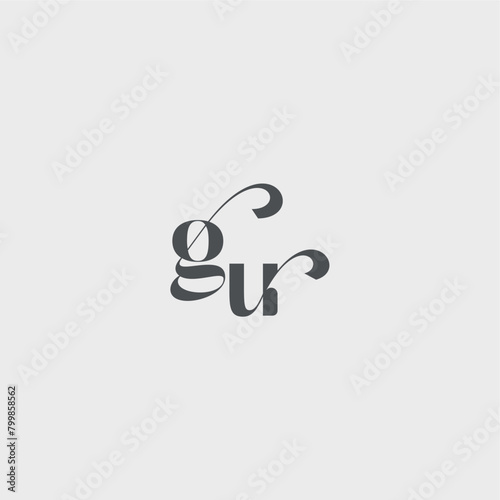 Classy black fashion beauty monogram initial logo letter simple and minimalism GU