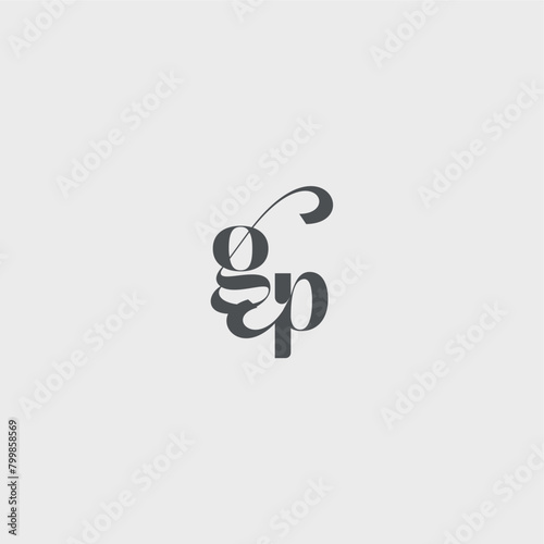 Classy black fashion beauty monogram initial logo letter simple and minimalism GP