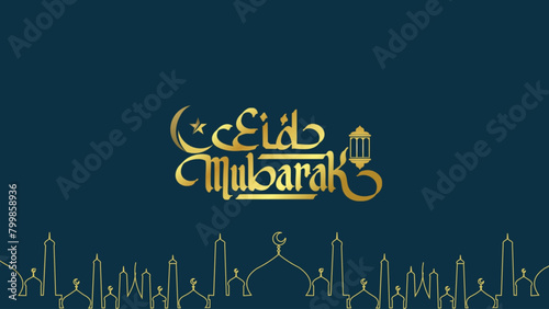 Arabic Typography Eid Mubarak Eid Al-Adha Eid Saeed , Eid Al-Fitr text Calligraphy greeting card for Muslim
