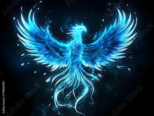 Vibrant Neon Phoenix Mythic...