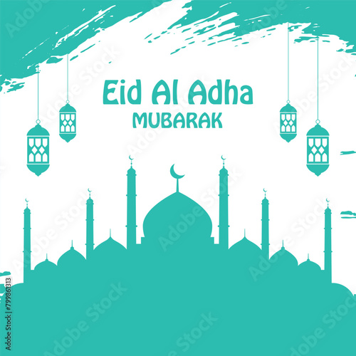 Eid Al Adha Mubarak Social Media Post Beautiful Islamic Background (ID: 799861313)