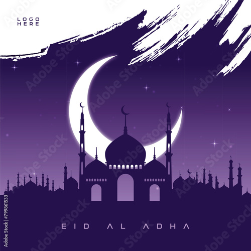Eid Al Adha Mubarak Social Media Post Beautiful Islamic Background (ID: 799861533)