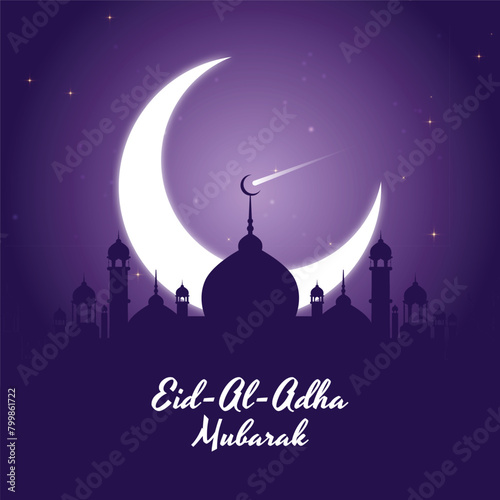 Eid Al Adha Mubarak Social Media Post Beautiful Islamic Background (ID: 799861722)