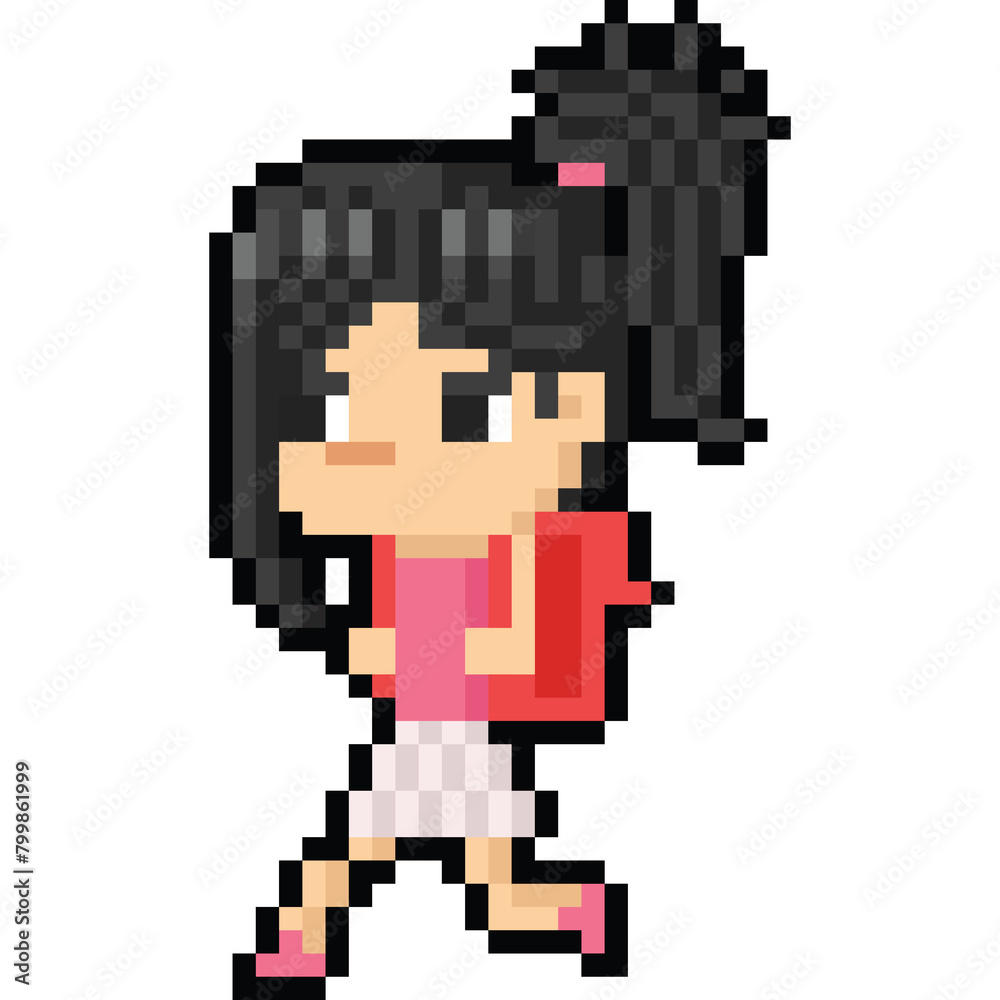 Fototapeta premium Pixel art happy student girl character