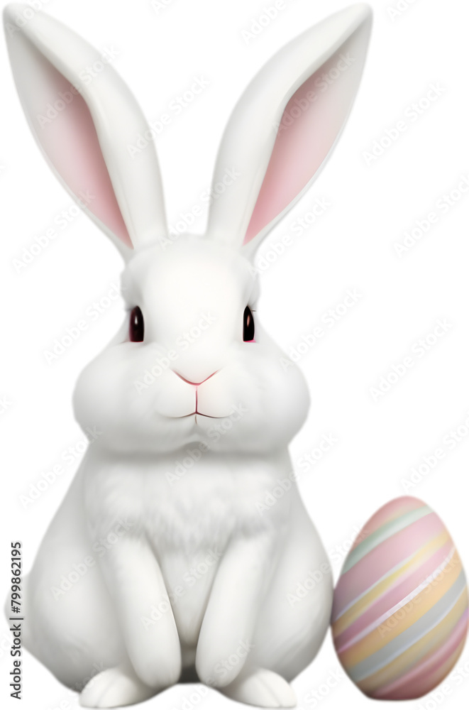 Fototapeta premium A cute Easter bunny with egg clipart.