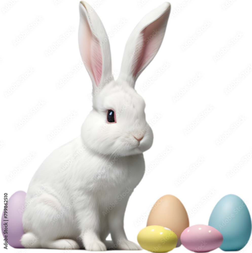 Fototapeta premium A cute Easter bunny with egg clipart.