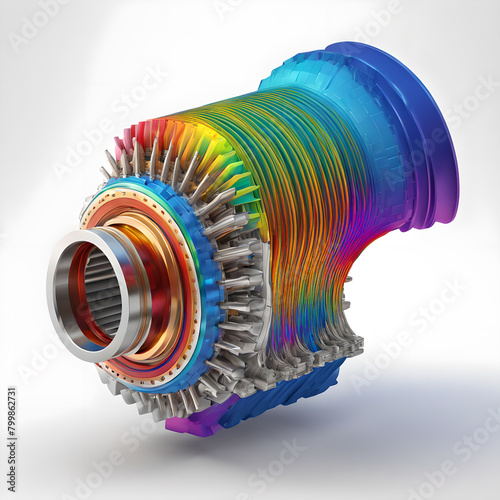 Computer-aided design of motor and gear wheels. CAD car part. Finite element method for determining stresses.