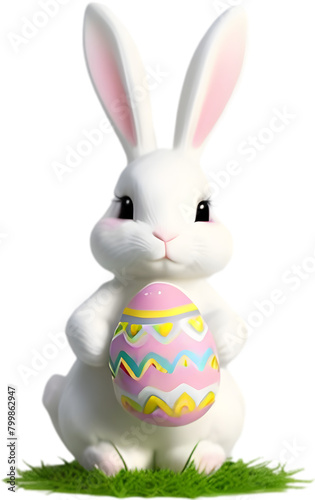 A cute Easter bunny with egg clipart.